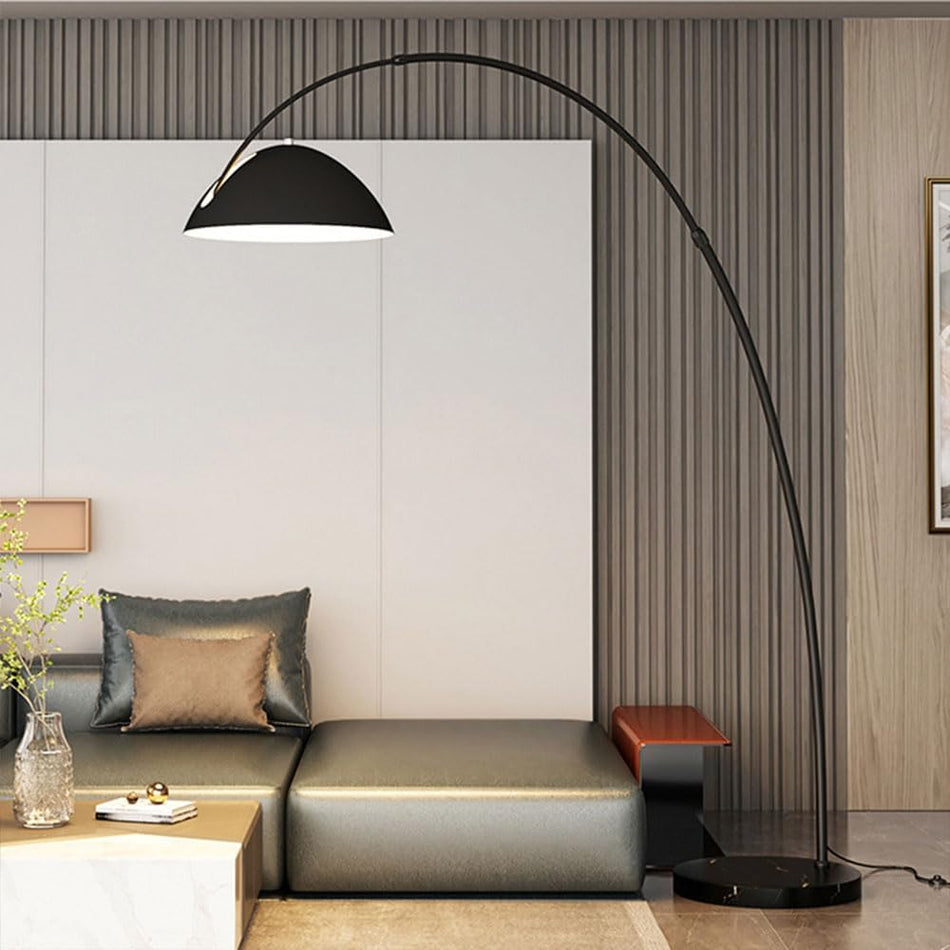 Elegant Modern Arc Floor Lamp & Cozy Contemporary Living Room