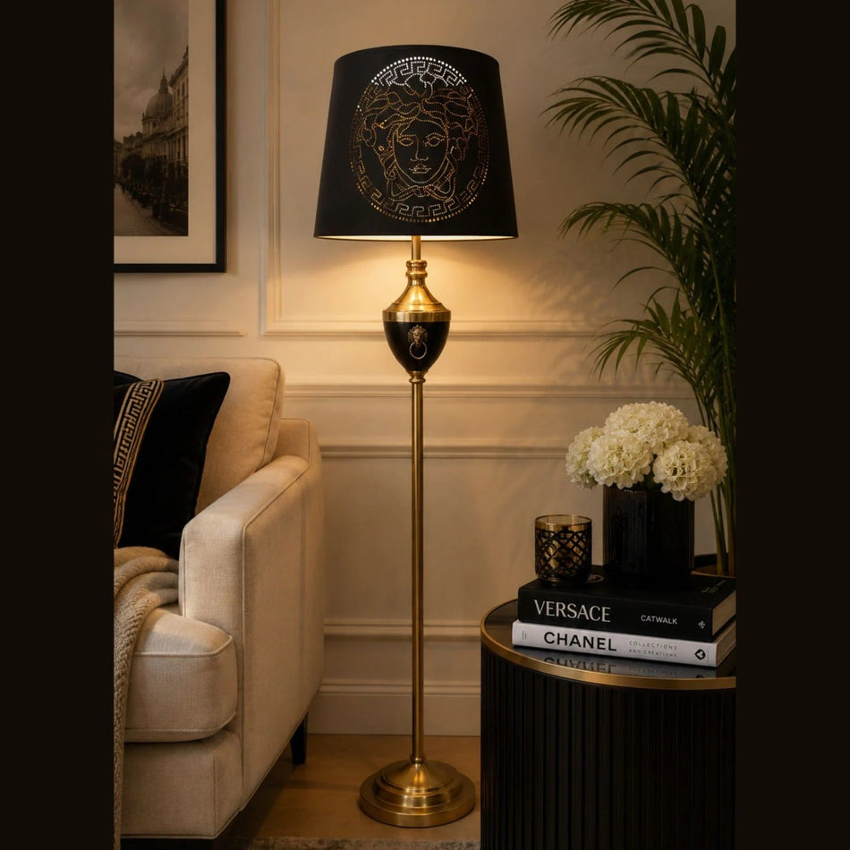 Luxury Medusa Inspired Floor Lamp Black & Gold Finish