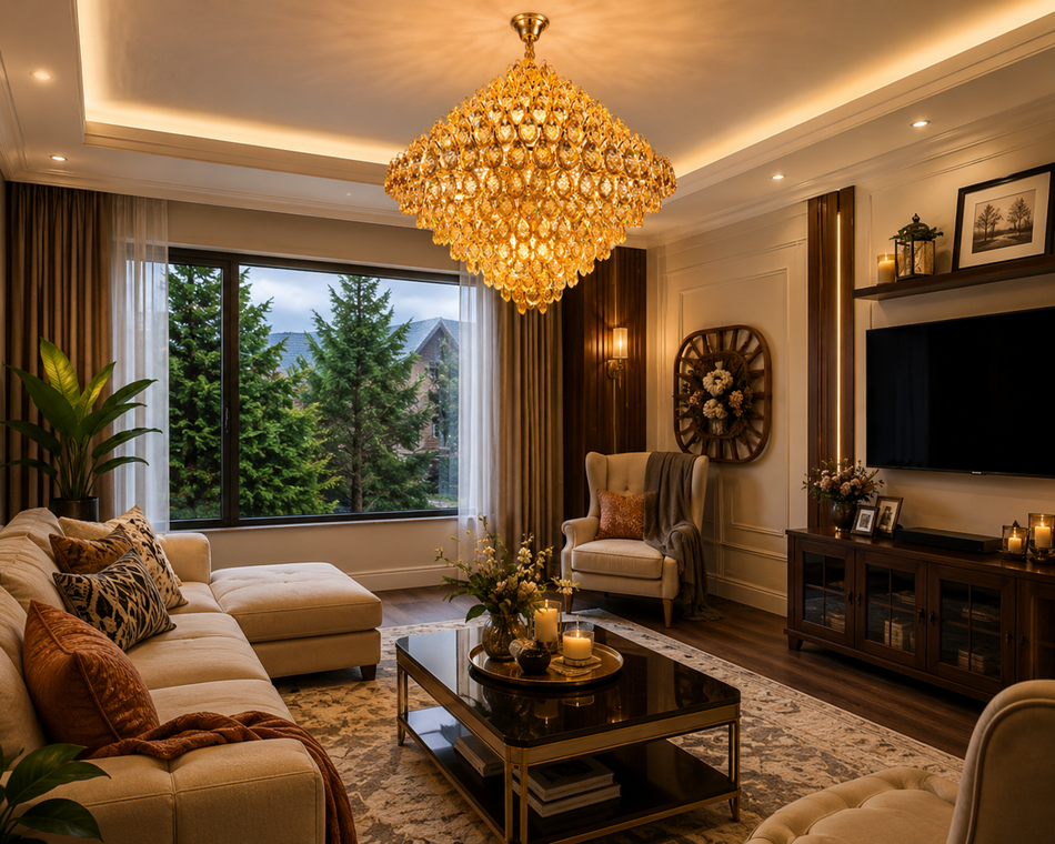 Imperial Amber Crystal Chandelier