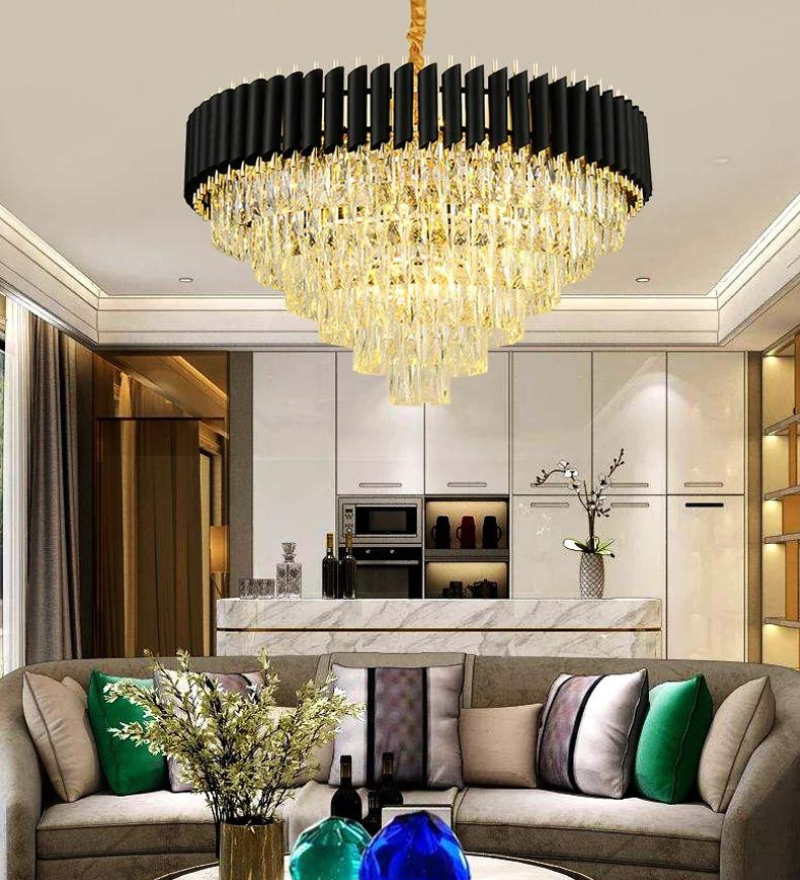 Oscuro Black Metal and Crystal Chandelier