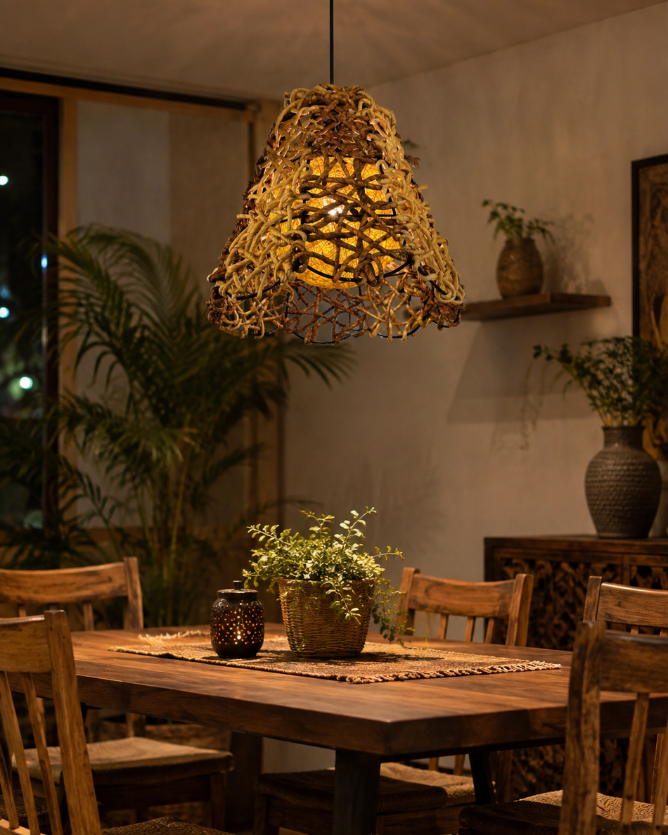 Rustic Woven Pendant Light