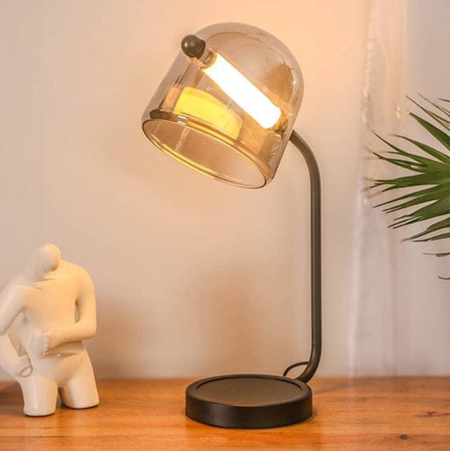 Modern Amber Glass Dome Table Lamp