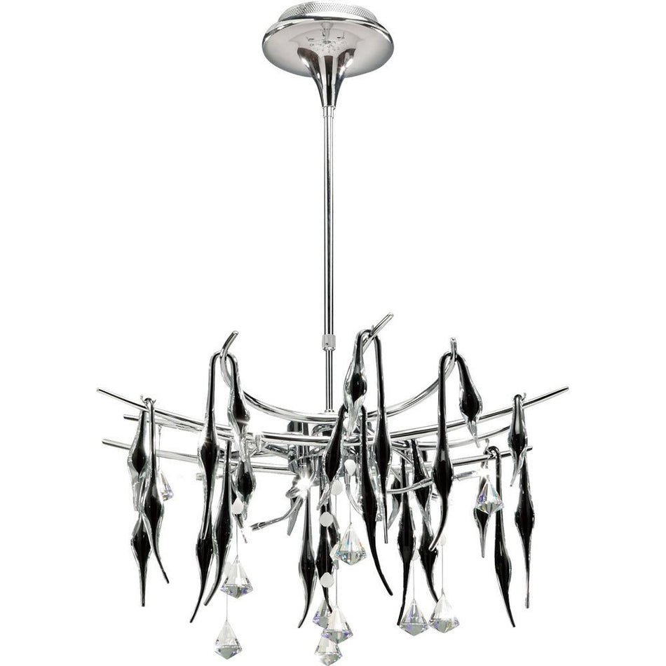 Cygnet Pendant Polished Chrome/Black Glass/Crystal