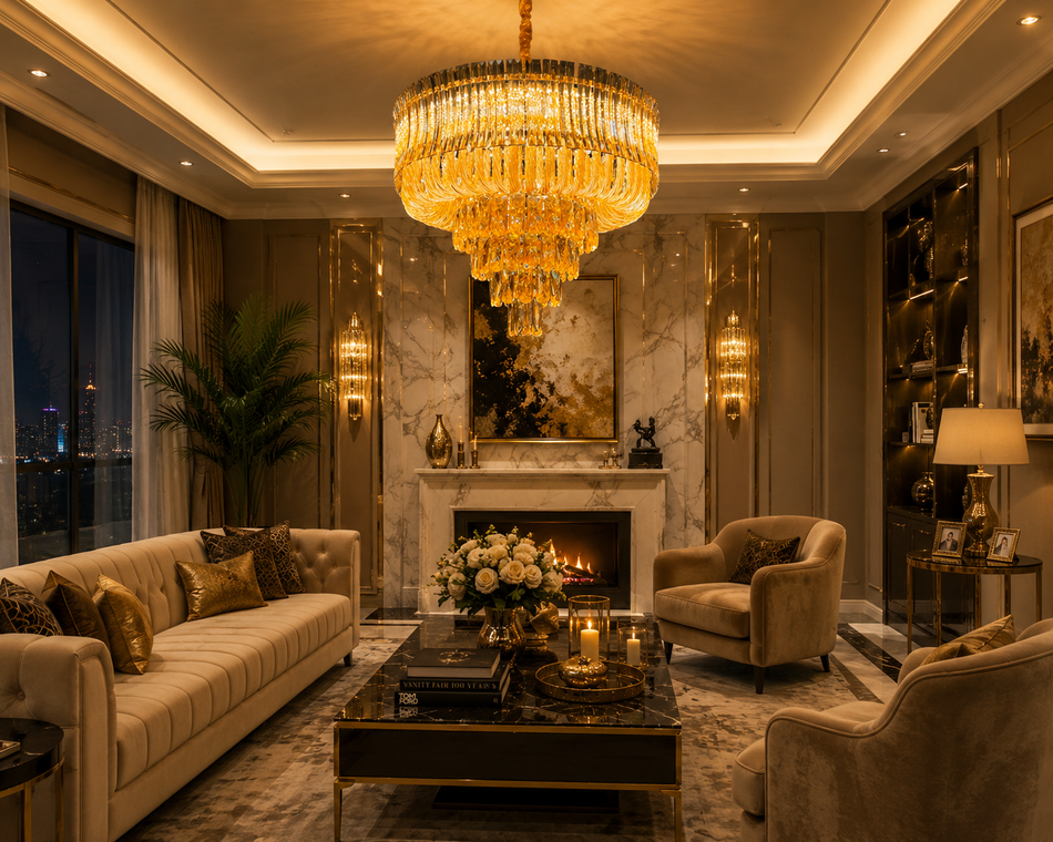 Gilded Crystal Crown Chandelier