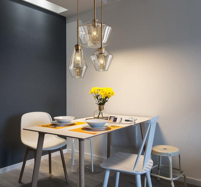 3 Light Amber Glass Pendant Light