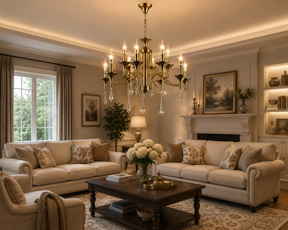 Classic Luxe Fluted Crystal Drop Chandelier