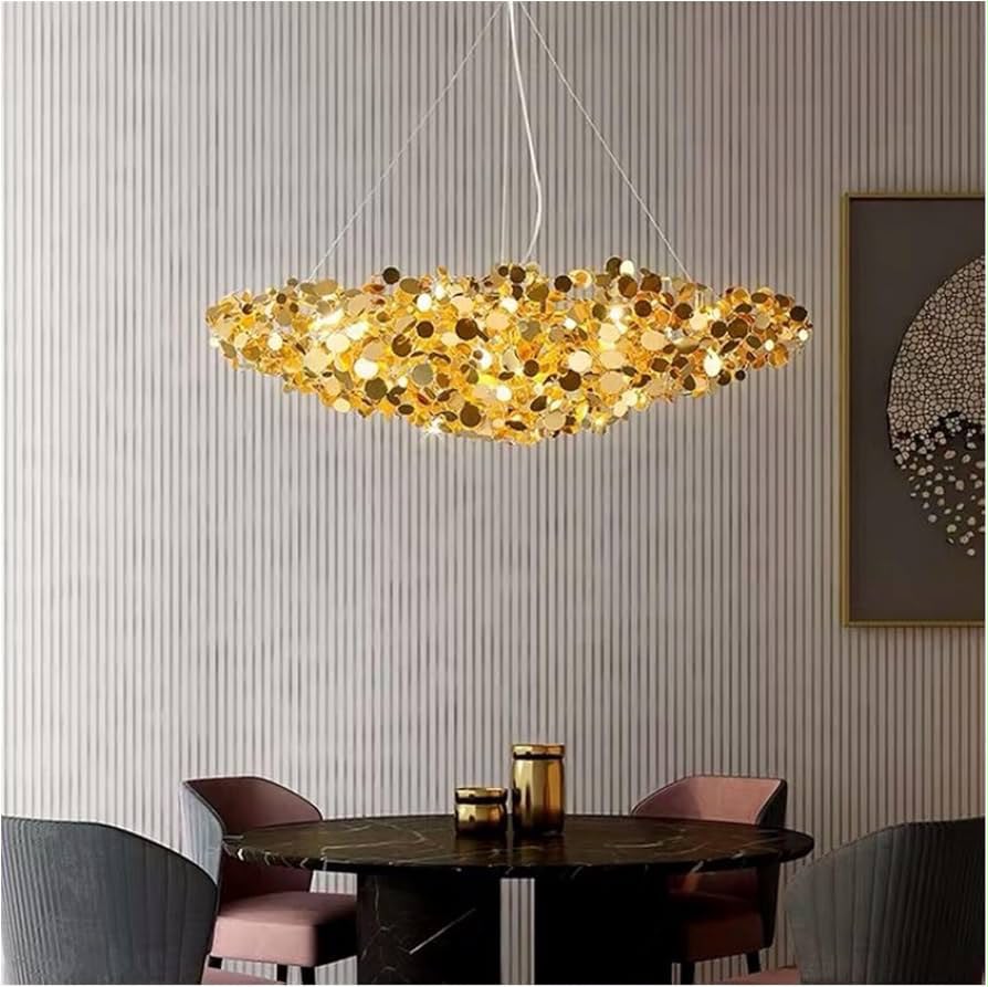 Modern Gold Leaf Pendant Chandelier