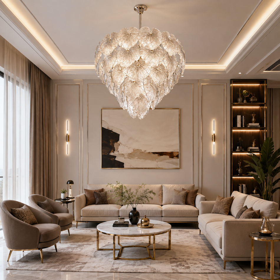 Silviora Leaf Fall Clear Chandelier