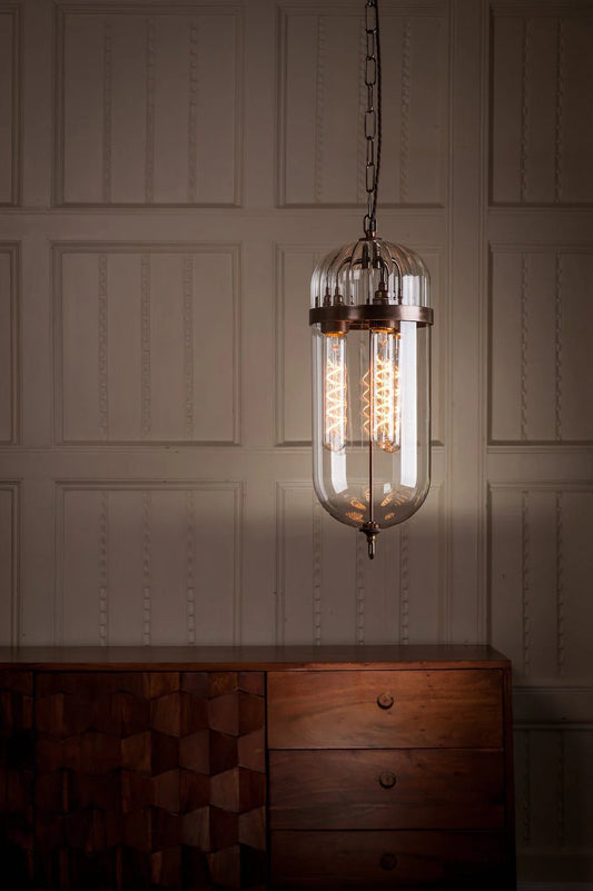 Amber Glass Metal Pendant Light