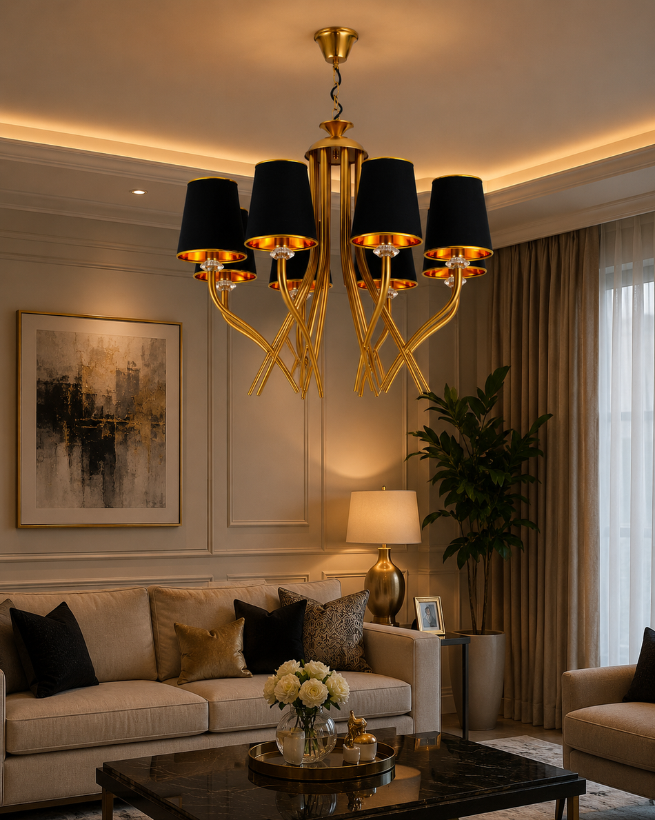 Luxury Gold and Black Chandelier