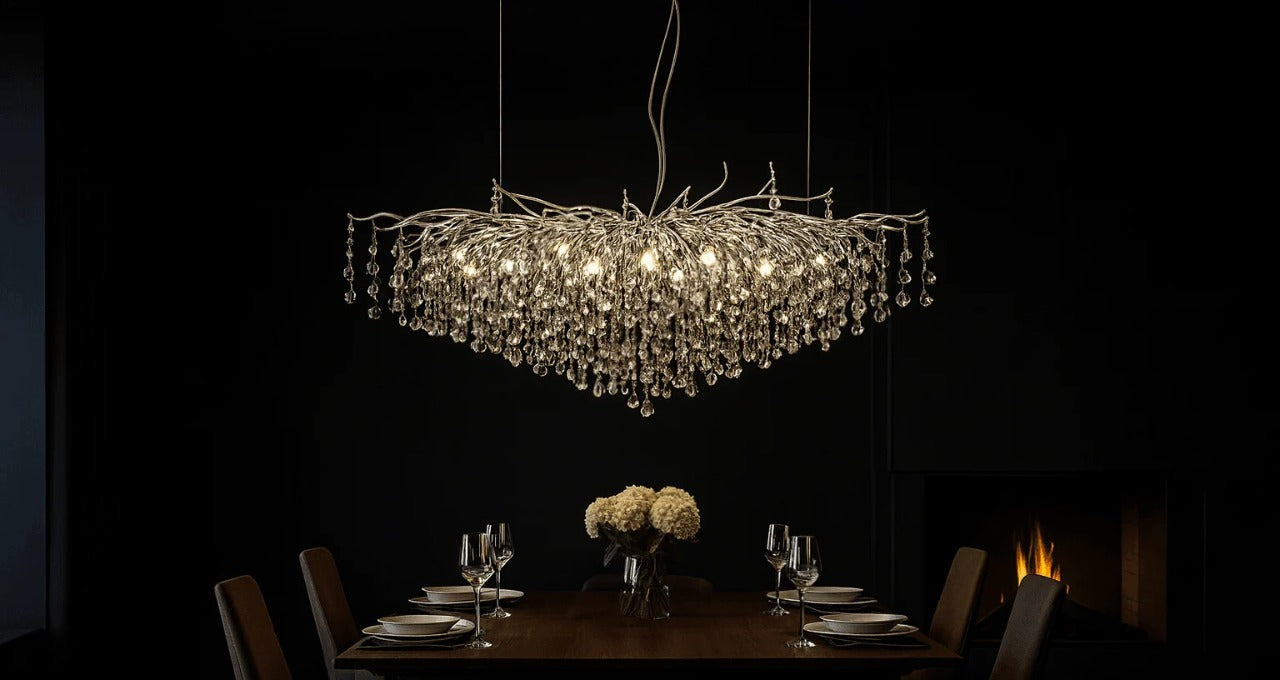 Crystal Chrome Tree Chandelier