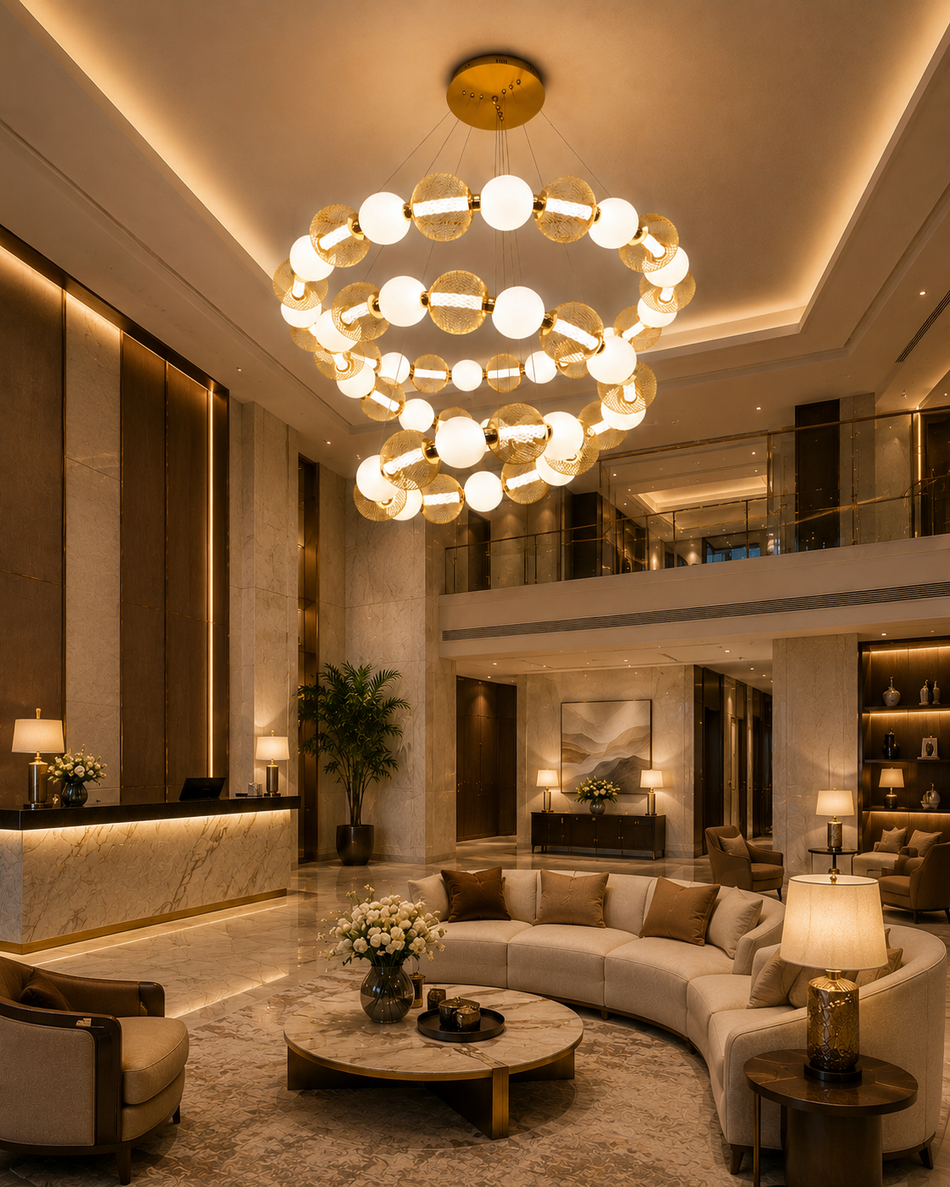Modern 3-Ring Glass Pendant Chandelier