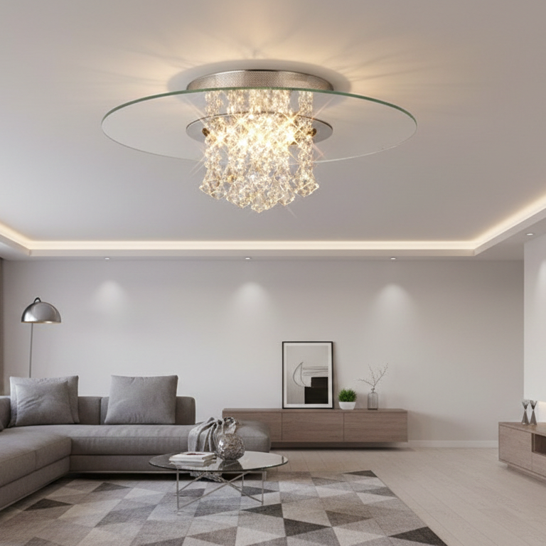 Round Chrome Ceiling Chandelier
