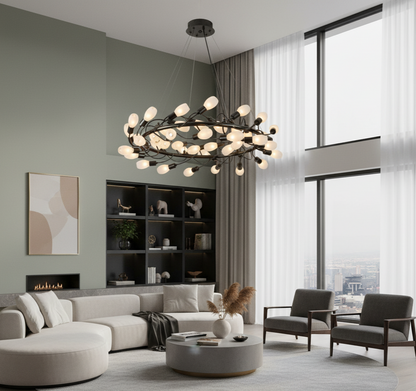 Orbit Black Round Chandelier