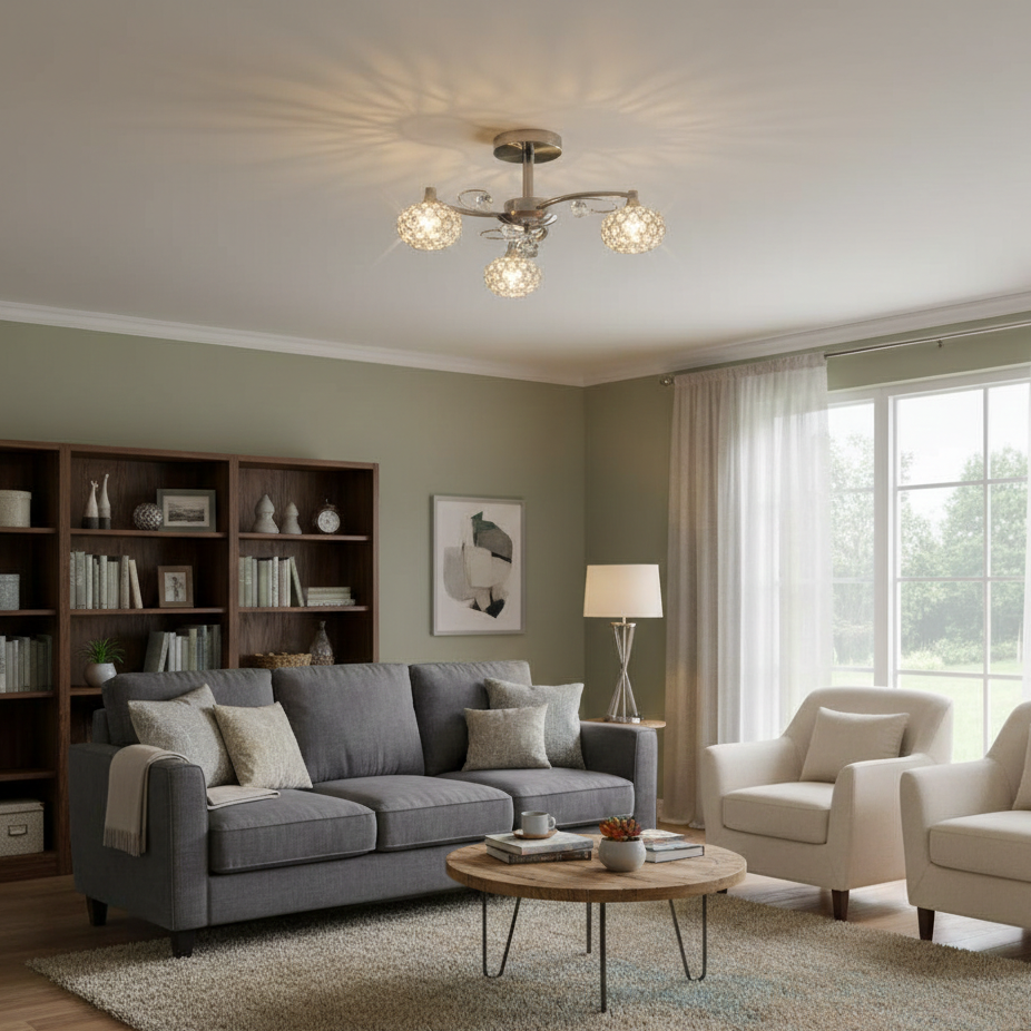Diyas Satin Crystal Ceiling Chandelier