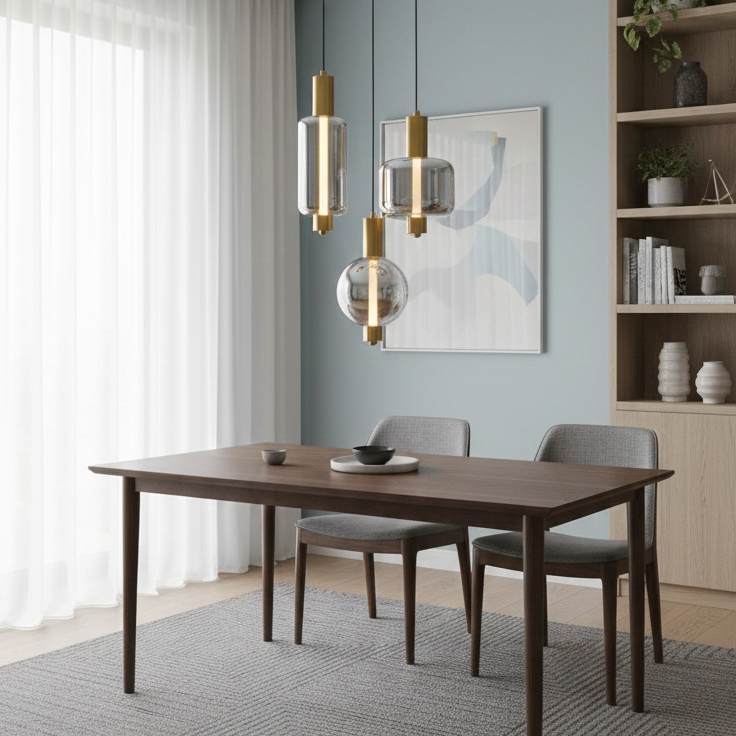 3 Light Smoke Glass Pendant Light