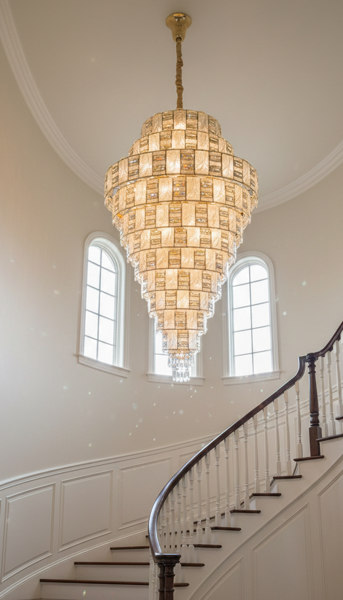 Aurora Drizzle Crystal Double Height Chandelier