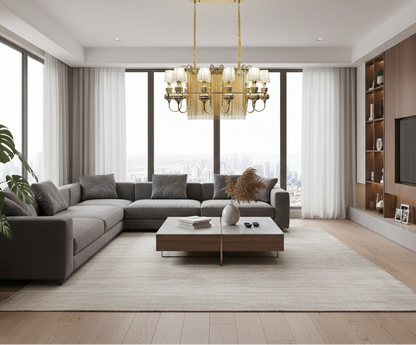 Modern Shades Gold Chain Chandelier