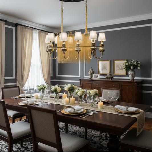 Modern Shades Gold Chain Chandelier