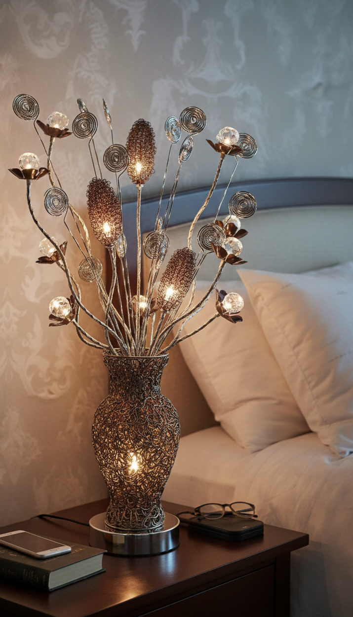 Woven Crystal Contemporary Table Lamp