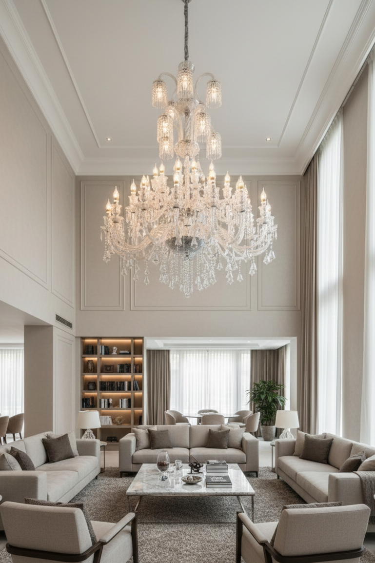 Masterpiece Crystal Double Height Chandelier