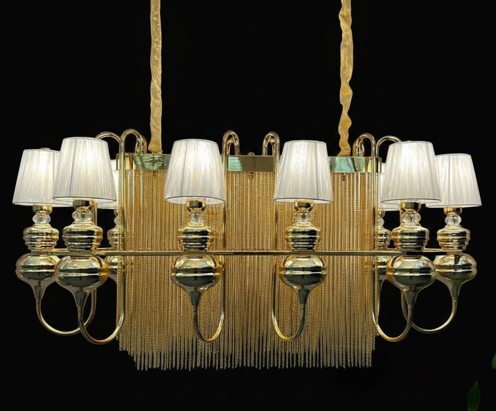 Modern Shades Gold Chain Chandelier