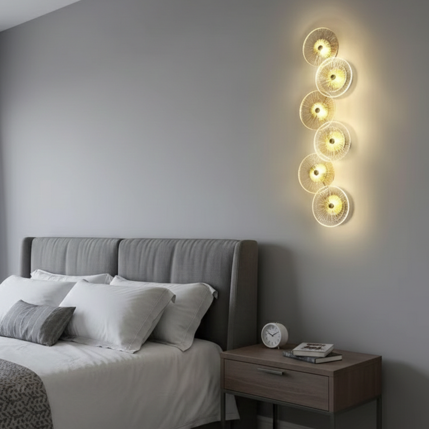 6 light modern glass led wall Light