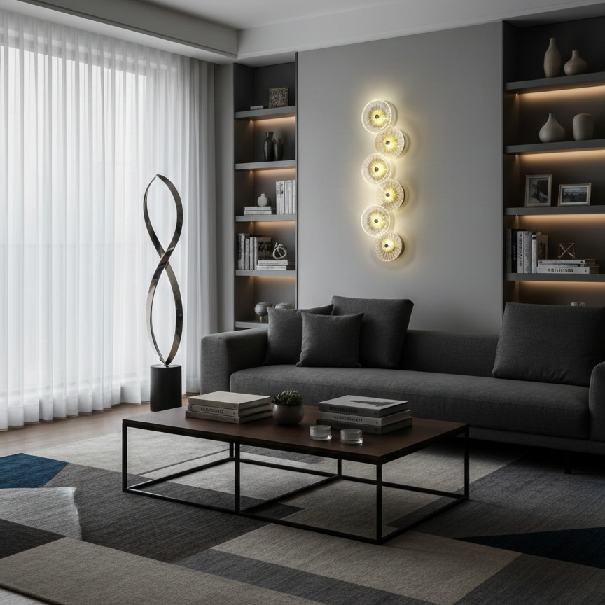 6 light modern glass led wall Light