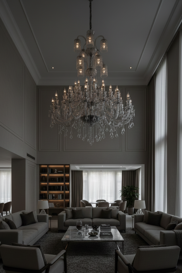 Masterpiece Crystal Double Height Chandelier