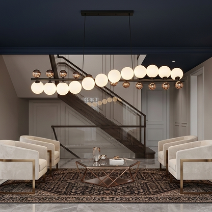 12-Lights Frosted & Gold Linear Chandelier