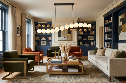 12-Lights Frosted & Gold Linear Chandelier