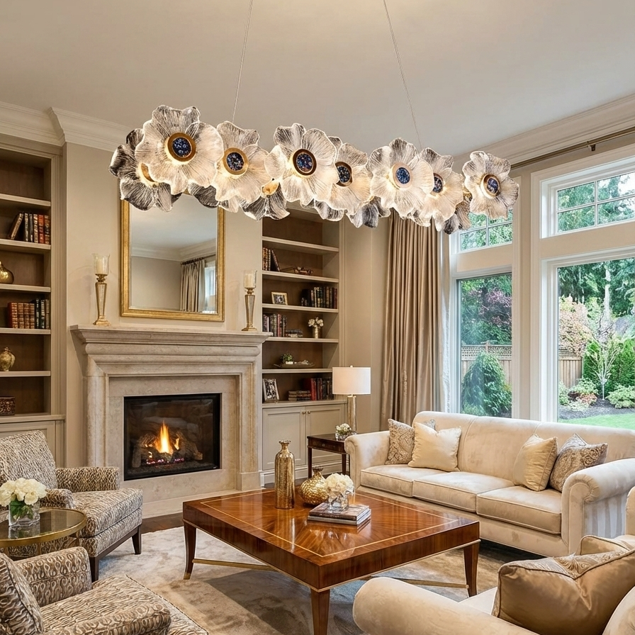 Flower Led Glass Chandelier