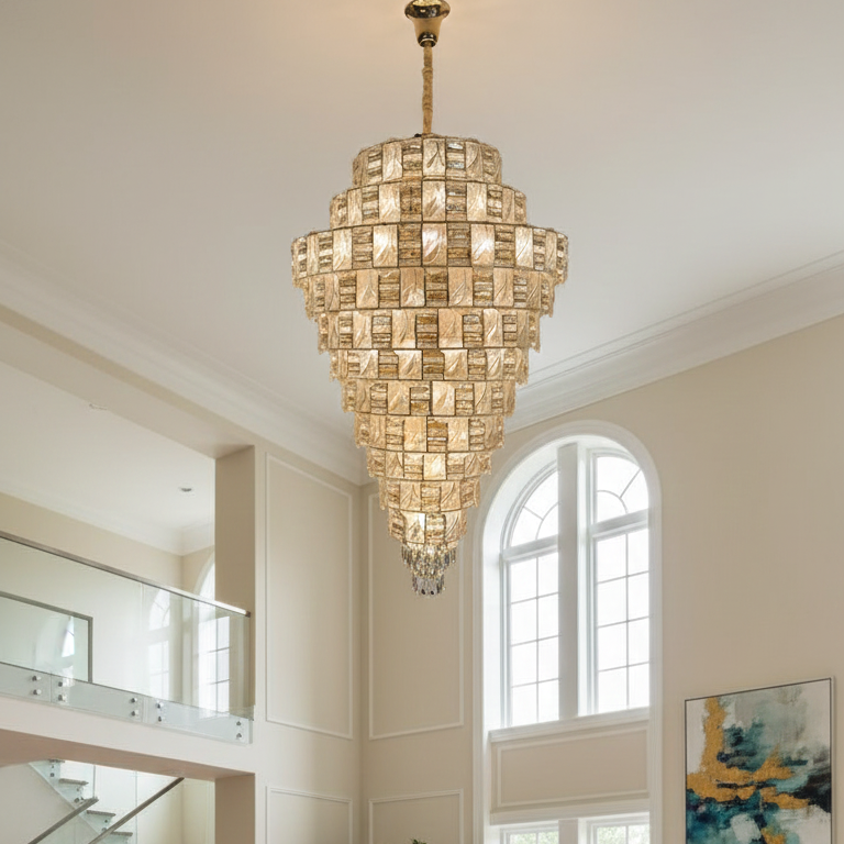 Aurora Drizzle Crystal Double Height Chandelier
