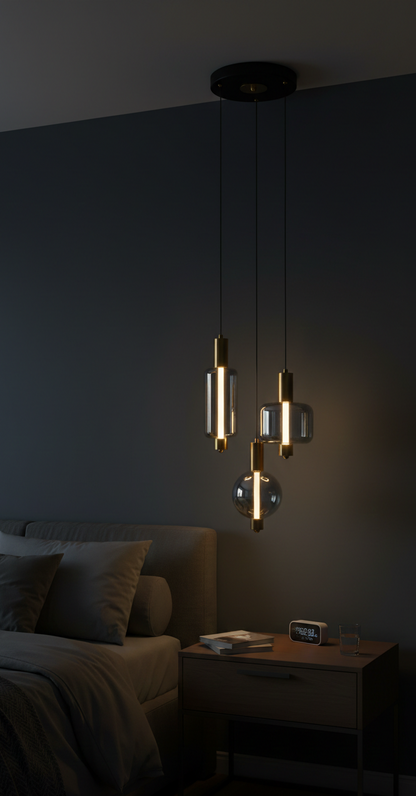 3 Light Smoke Glass Pendant Light