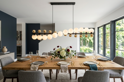 12-Lights Frosted & Gold Linear Chandelier