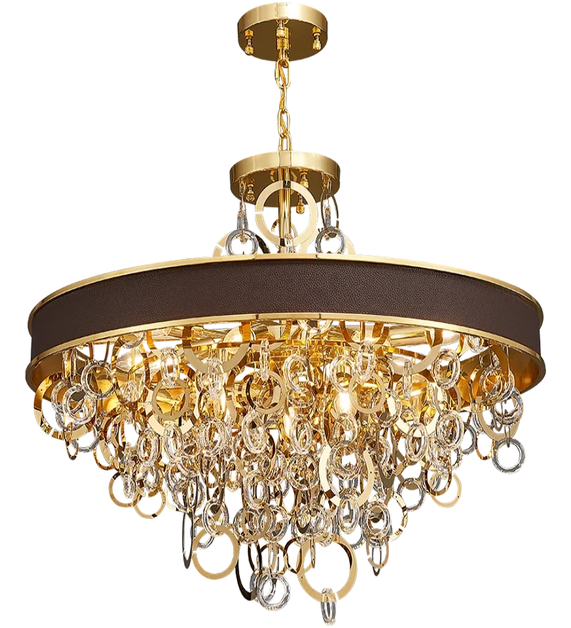 GILT METAL & CRYSTAL CHANDELIER - LARGE