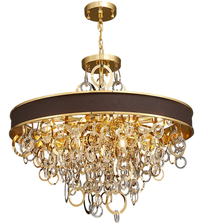 GILT METAL & CRYSTAL CHANDELIER - LARGE