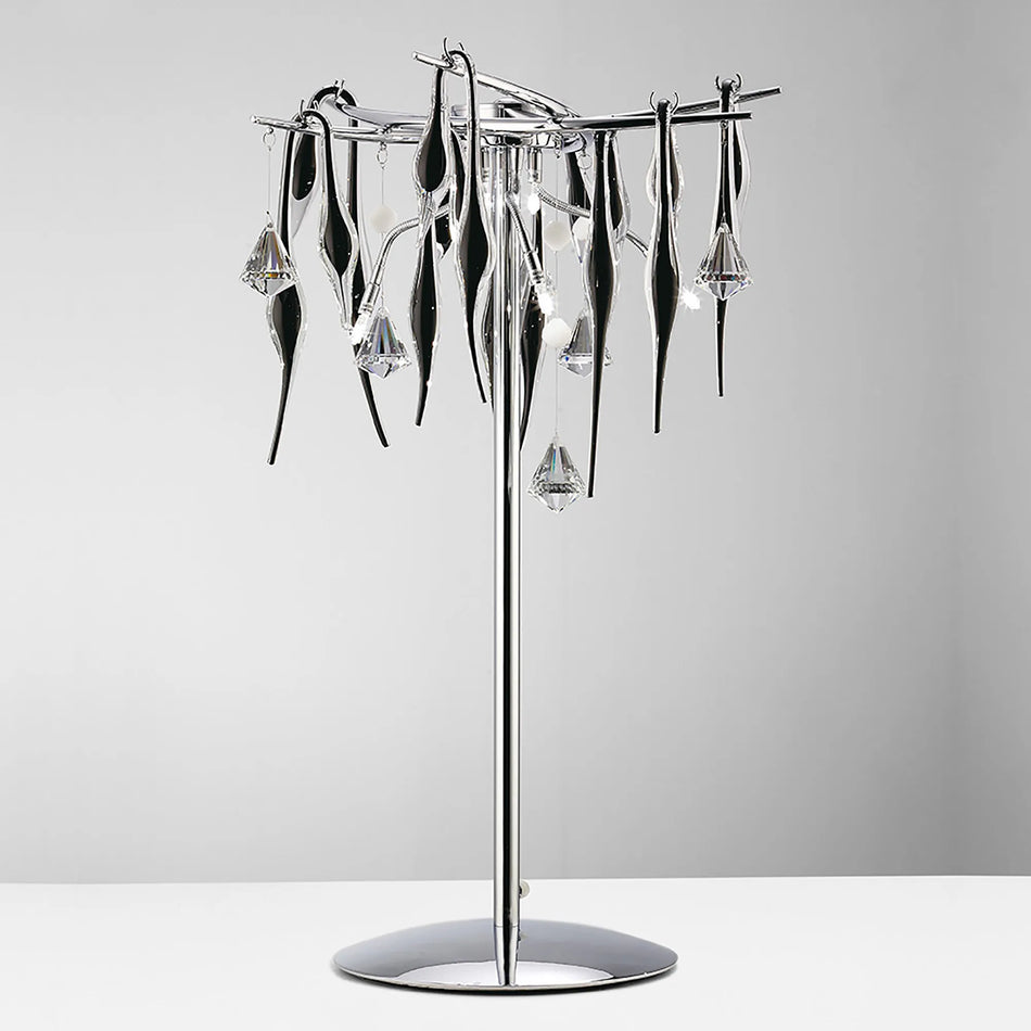 Cygnet Crystal Table Lamp 6 Light G4 Polished Chrome/Black Glass