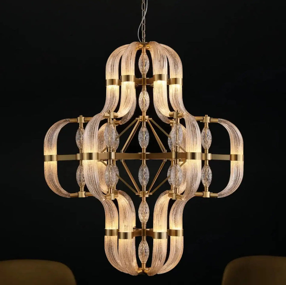 Modern Gold Crystal Wave Chandelier