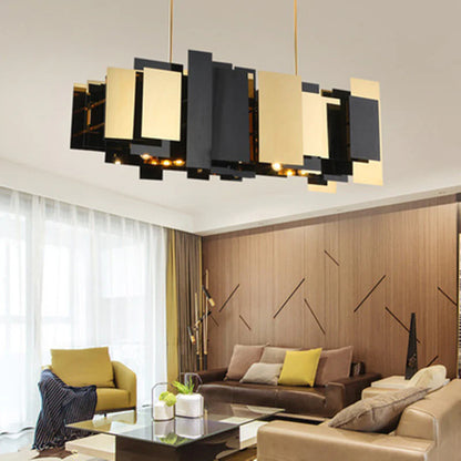 BLACK & GOLD MODERN LINEAR CHANDELIER