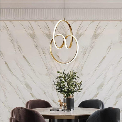 Modern Artistic LED Loop Chandelier – Gold Pendant Light for Living