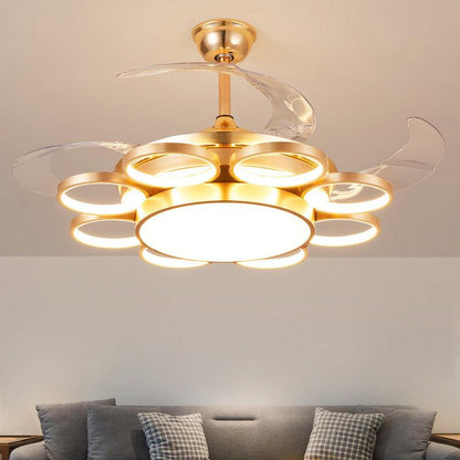 Golden Rings Ceiling Fan Chandelier