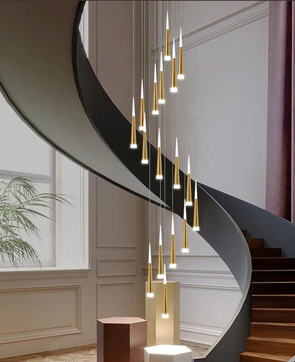 12-LIGHT LED GOLD DOUBLE HEIGHT CHANDELIER