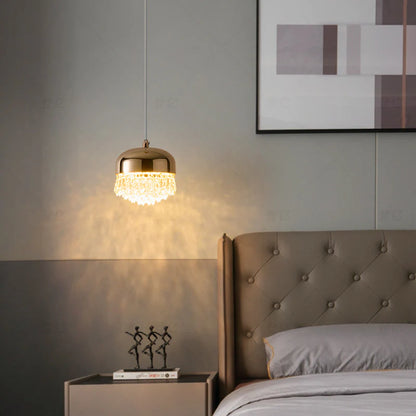 Golden Dome Pendant – Crystal Drop hanging Light