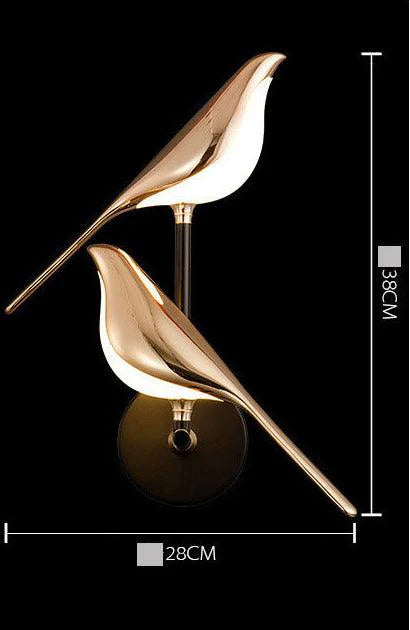 Twin Golden Bird LED Wall Light – Matte Black Base