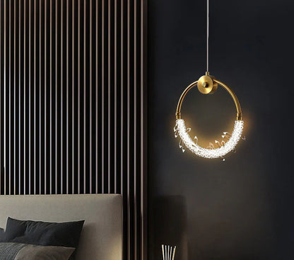 Aurelia Halo Gold Ring Crystal Pendant Light