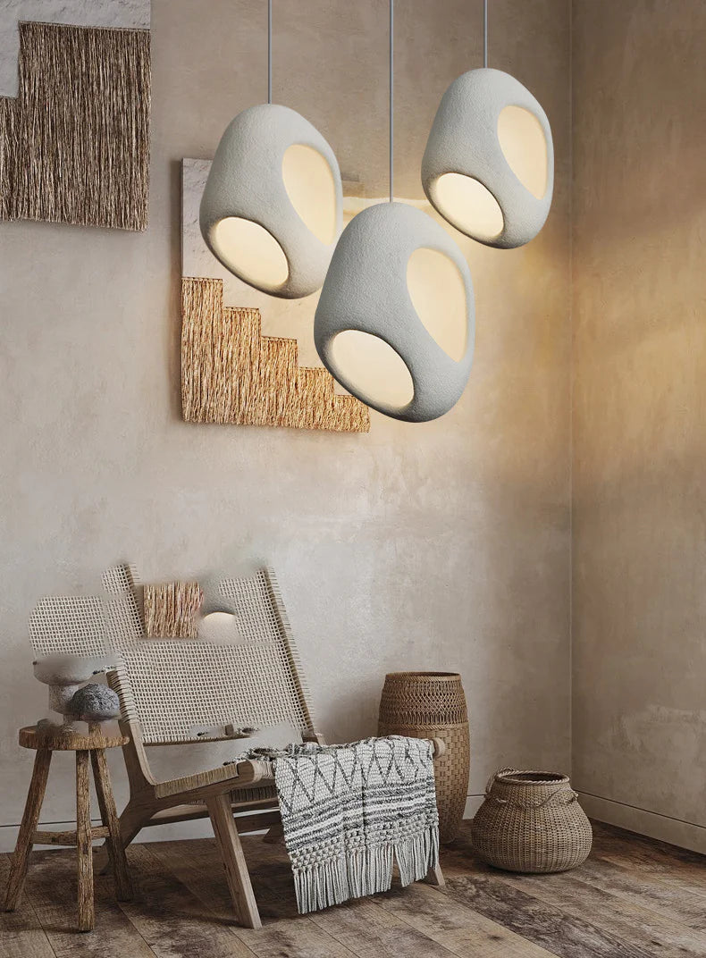 Modern Sculptural Pendant Light – Matte White Textured Finish