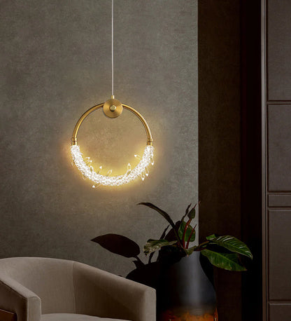 Aurelia Halo Gold Ring Crystal Pendant Light