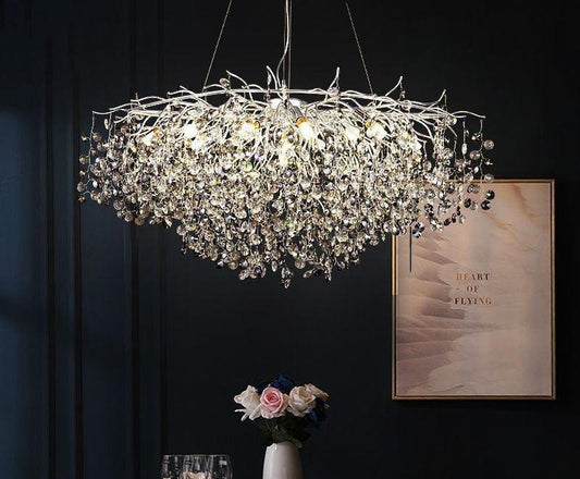 Crystal Chrome Tree Chandelier
