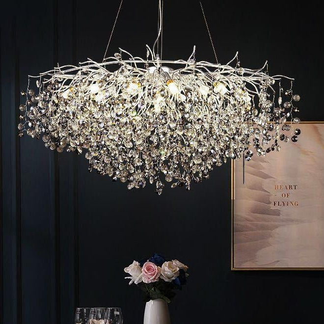Crystal Chrome Tree Chandelier